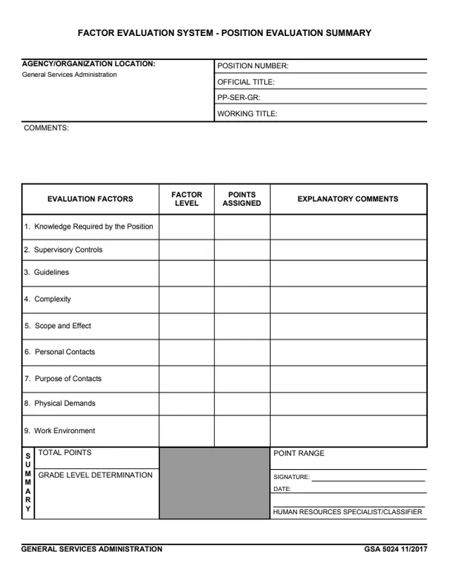 Page 1 of form GSA5024