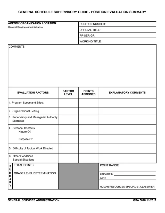 Page 1 of form GSA5028