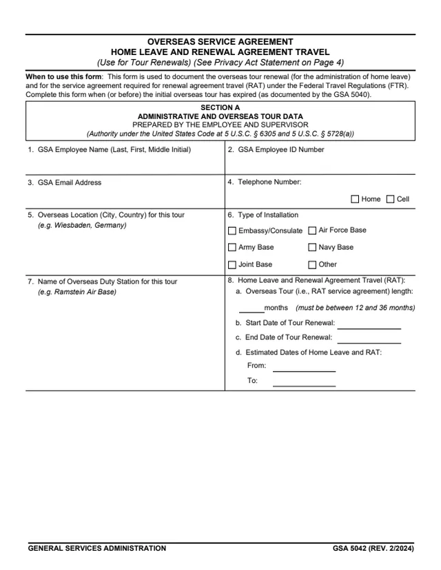 Page 1 of form GSA5042