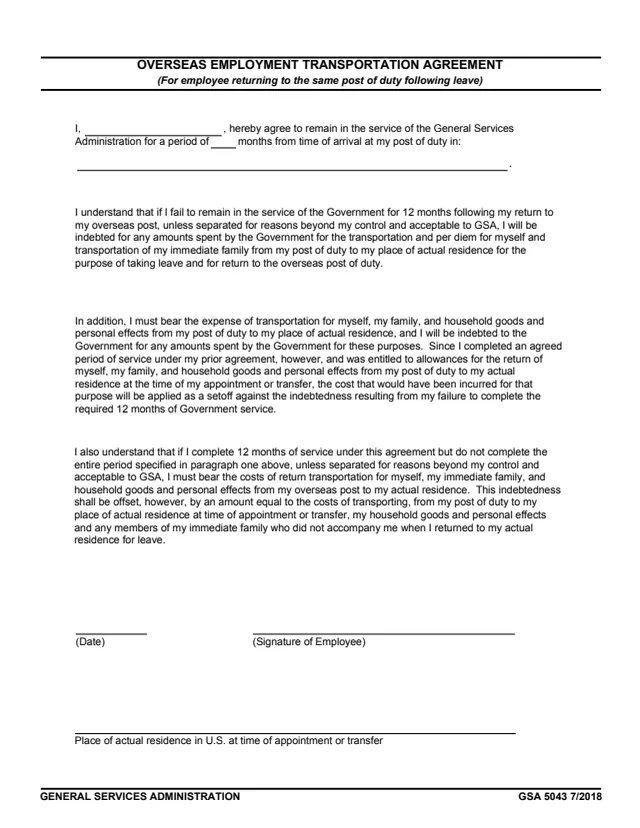 Page 1 of form GSA5043
