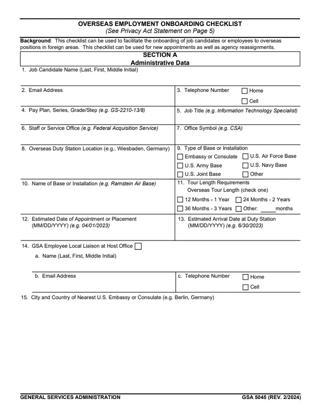 Page 1 of form GSA5045