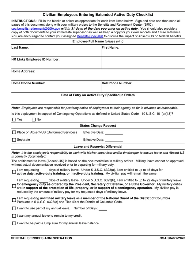 Page 1 of form GSA5046