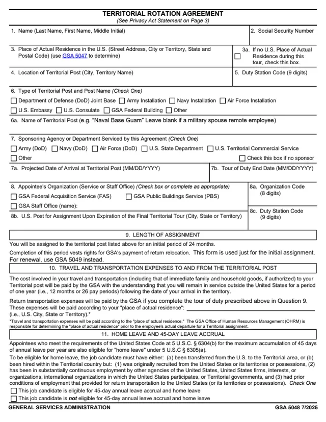 Page 1 of form GSA5048