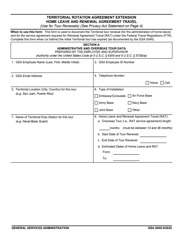 Page 1 of form GSA5049