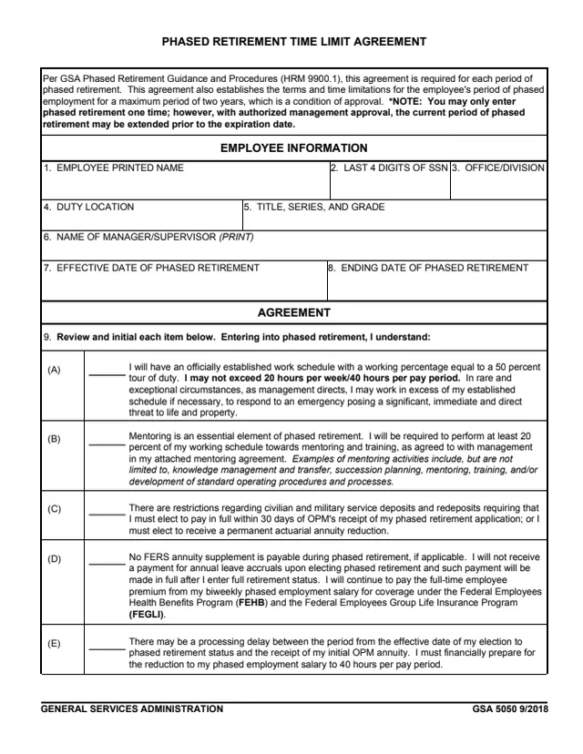 Page 1 of form GSA5050
