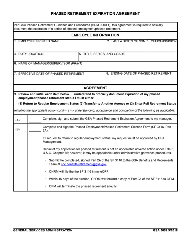 Page 1 of form GSA5052