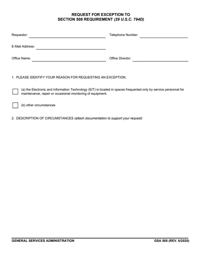 Page 1 of form GSA508
