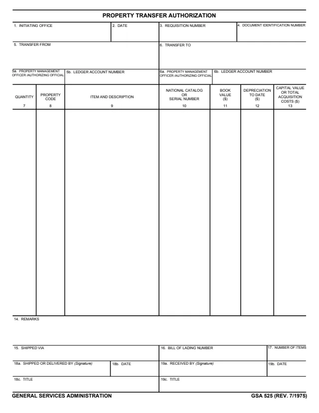Page 1 of form GSA525