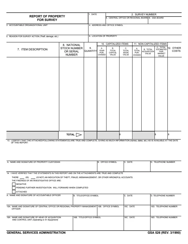 Page 1 of form GSA526