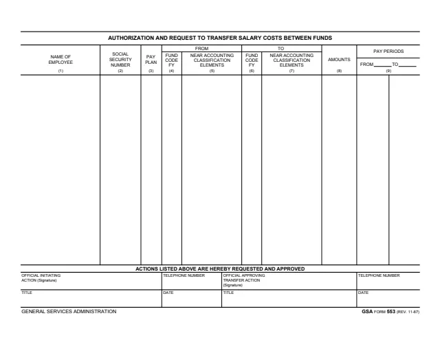 Page 1 of form GSA553