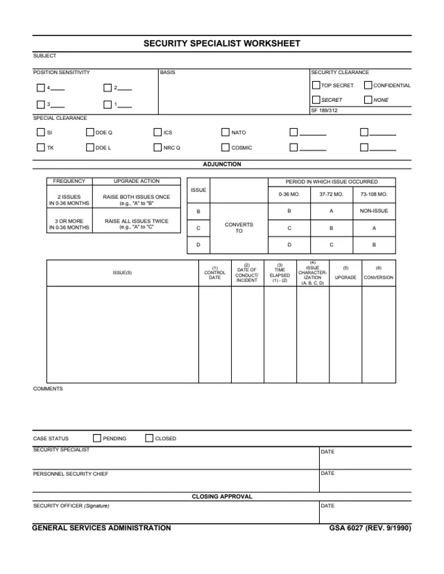 Page 1 of form GSA6027