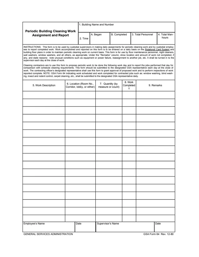 Page 1 of form GSA64