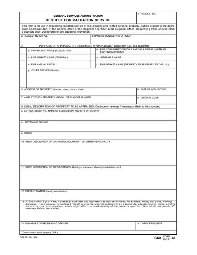 Page 1 of form GSA66