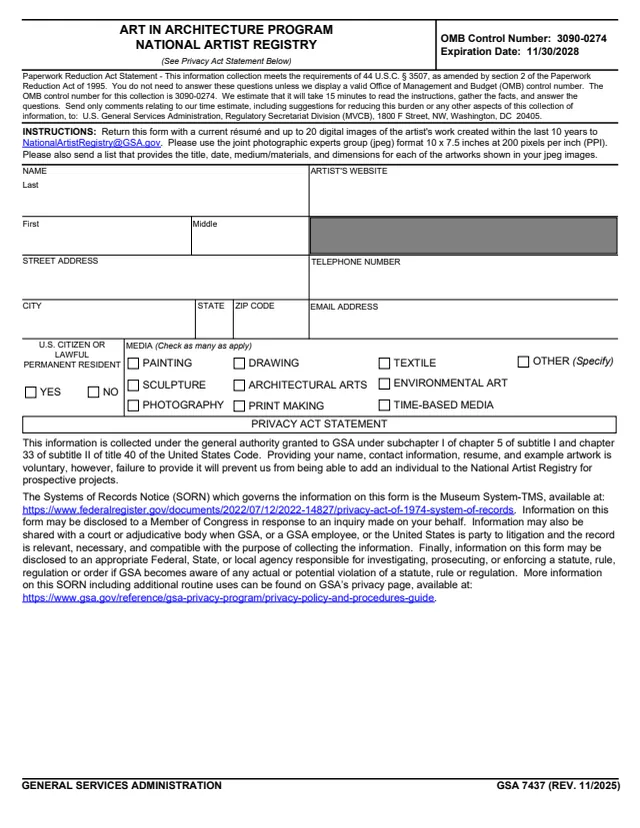 Page 1 of form GSA7437
