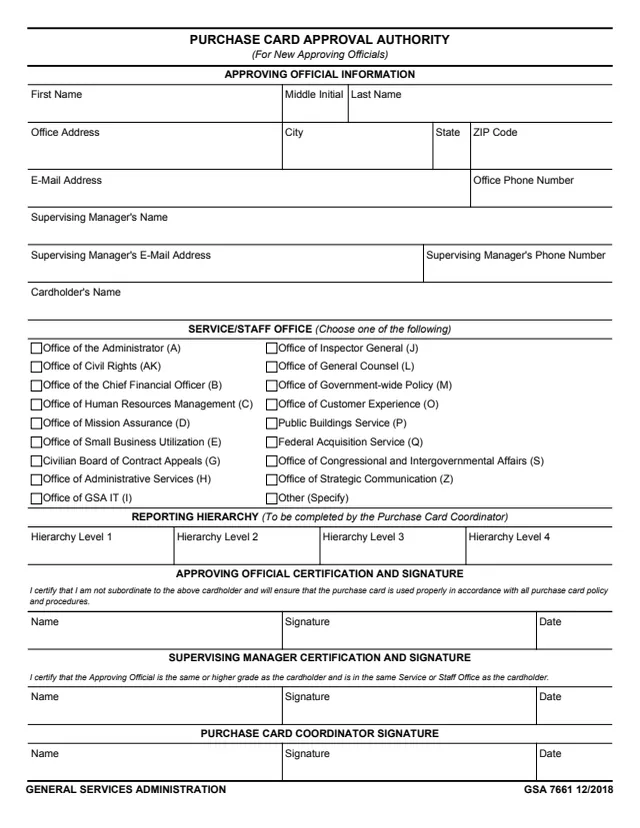 Page 1 of form GSA7661