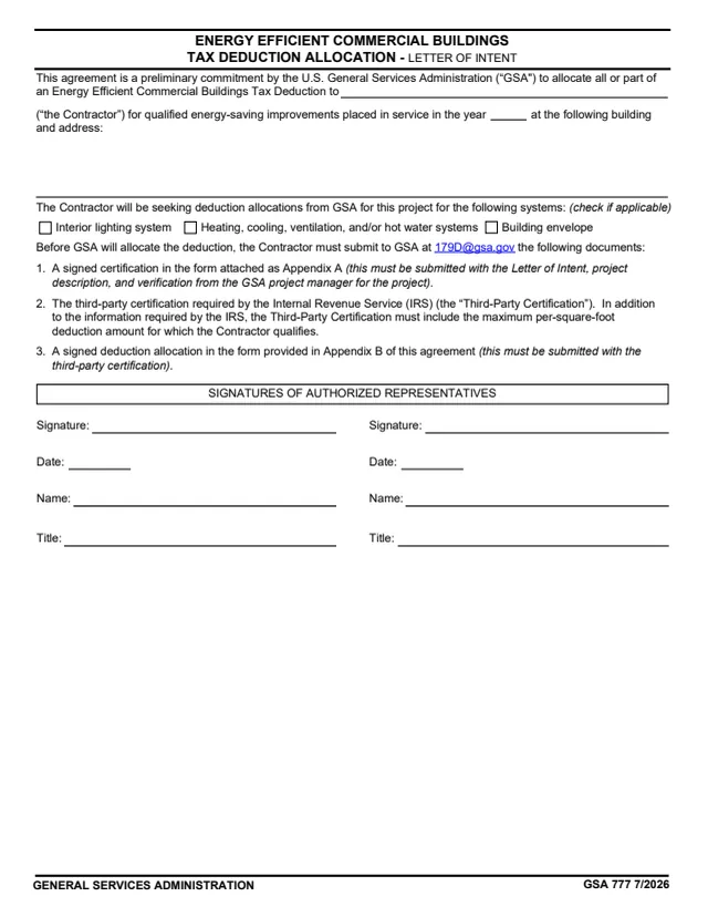 Page 1 of form GSA777