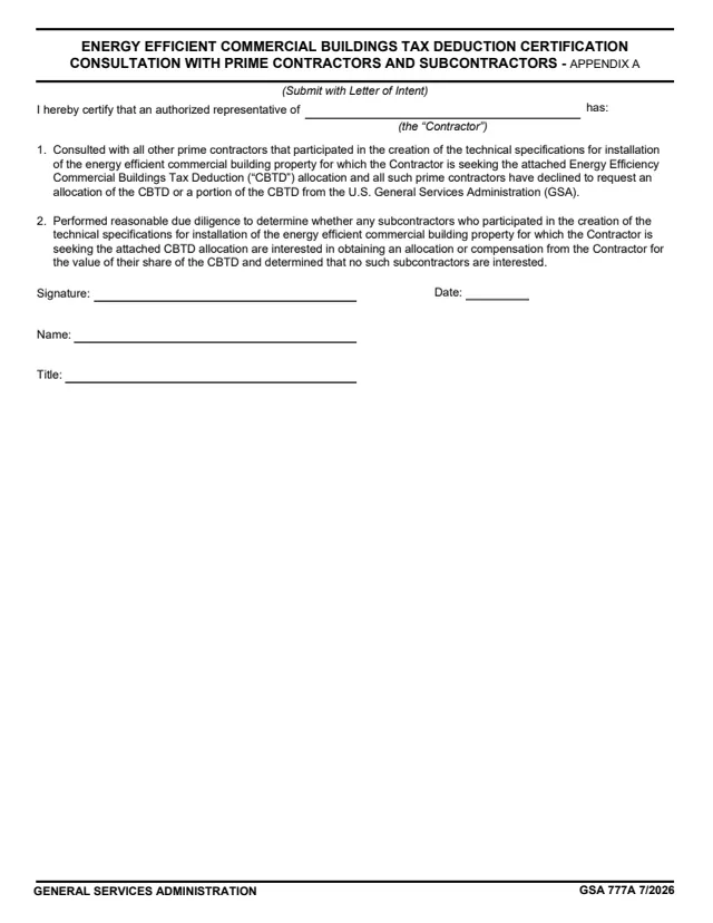 Page 1 of form GSA777A