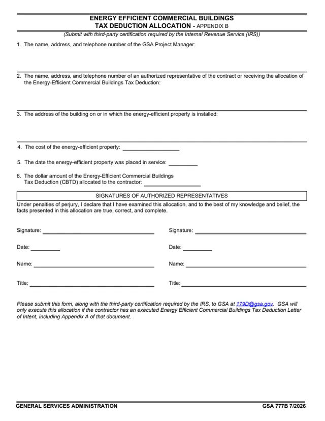 Page 1 of form GSA777B