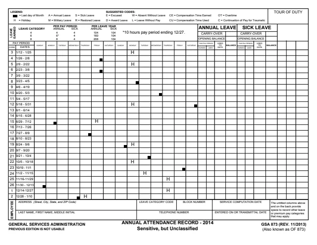 Page 1 of form GSA873_14
