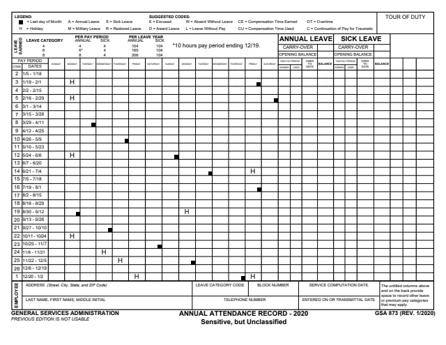 Page 1 of form GSA873_20
