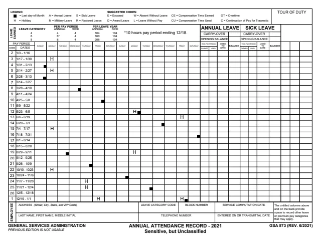 Page 1 of form GSA873_21