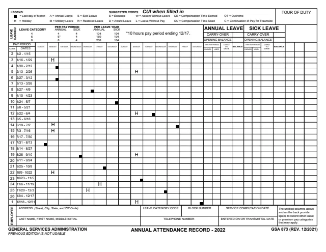 Page 1 of form GSA873_22