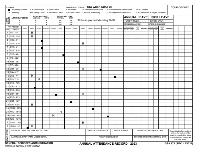 Page 1 of form GSA873_23