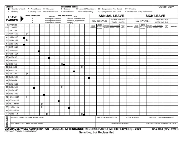 Page 1 of form GSA873A_21