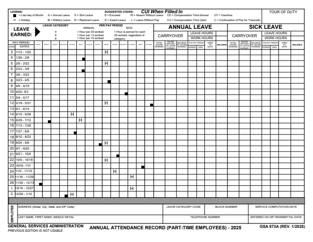 Page 1 of form GSA873A_25