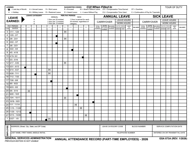 Page 1 of form GSA873A