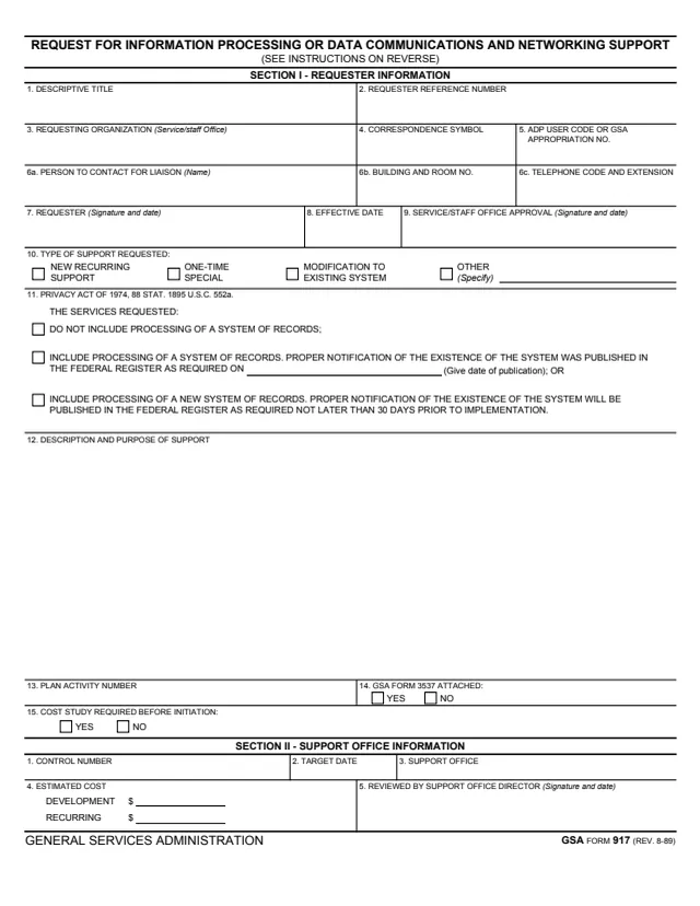 Page 1 of form GSA917