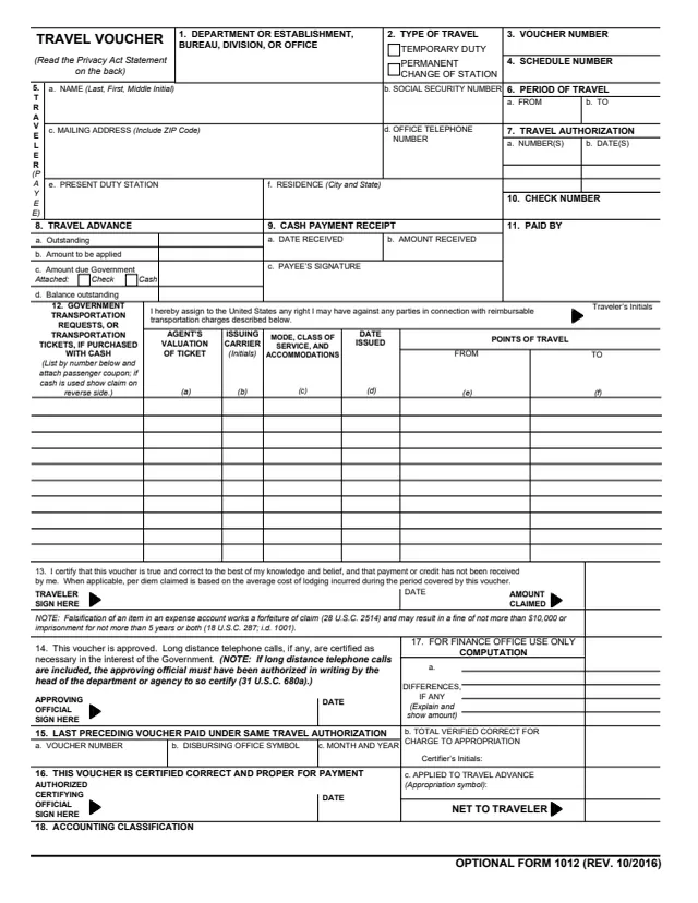 Page 1 of form OF1012