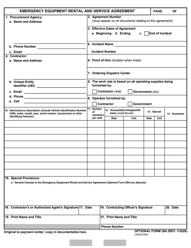 Page 1 of form OF294