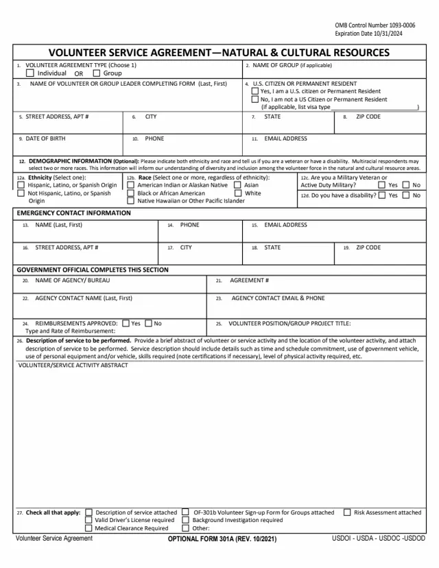 Page 1 of form OF301A