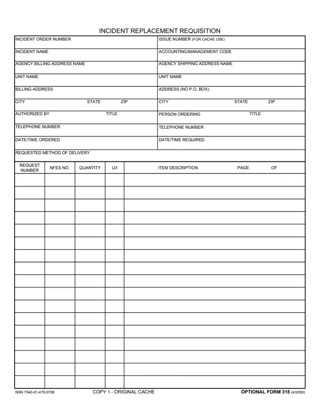 Page 1 of form OF315