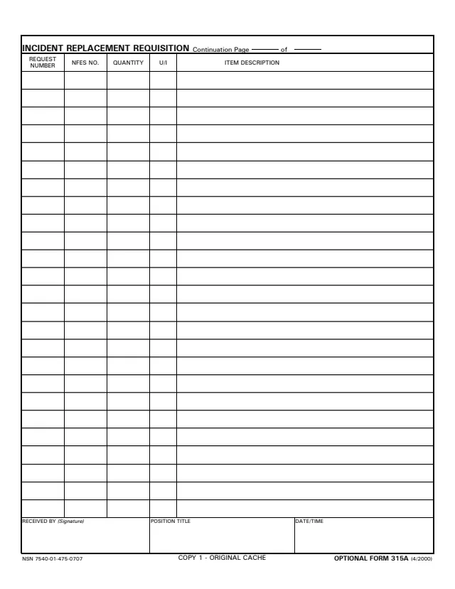 Page 1 of form OF315A