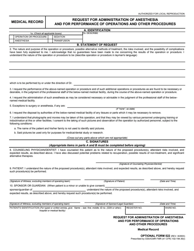 Page 1 of form OF522