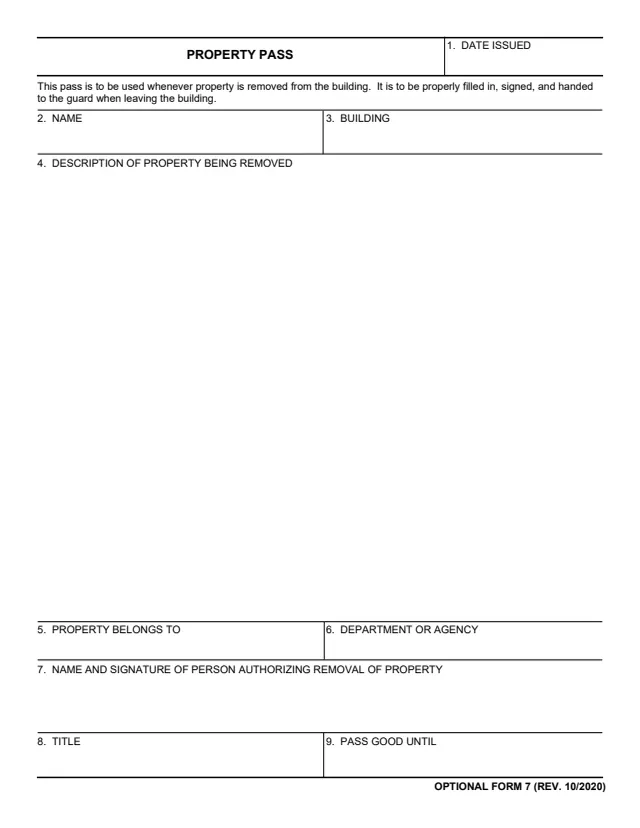 Page 1 of form OF7