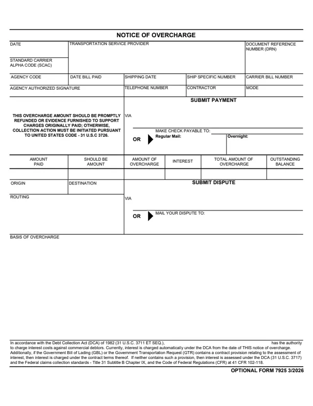 Page 1 of form OF7925