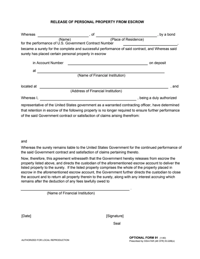 Page 1 of form OF91