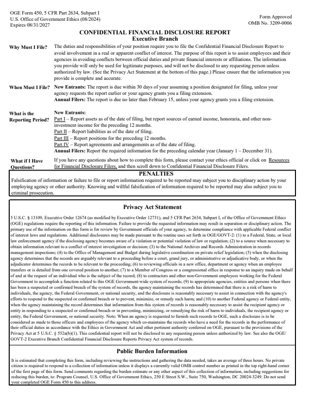 Page 1 of form OGE450