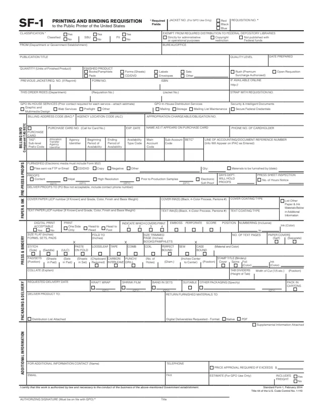 Page 1 of form SF1