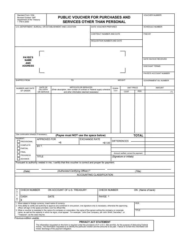 Page 1 of form SF1034