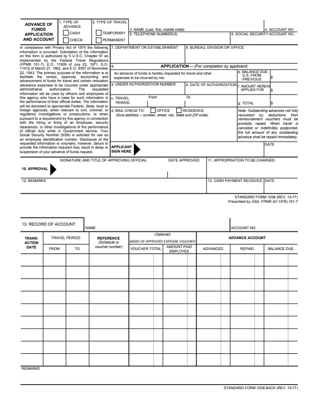 Page 1 of form SF1038