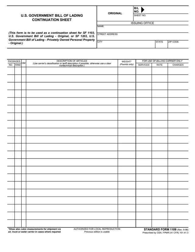 Page 1 of form SF1109