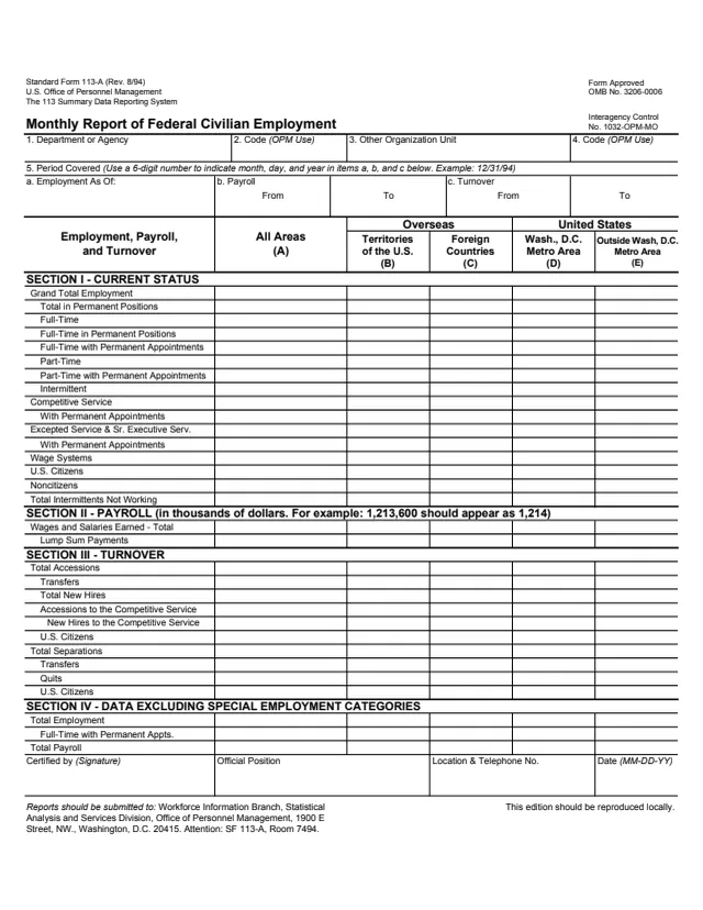 Page 1 of form SF113A