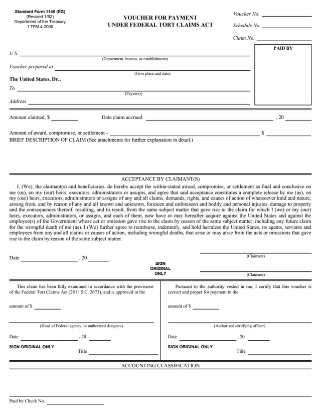 Page 1 of form SF1145