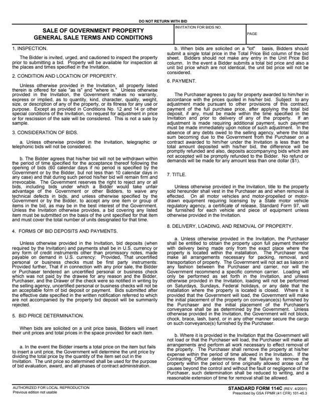Page 1 of form SF114C