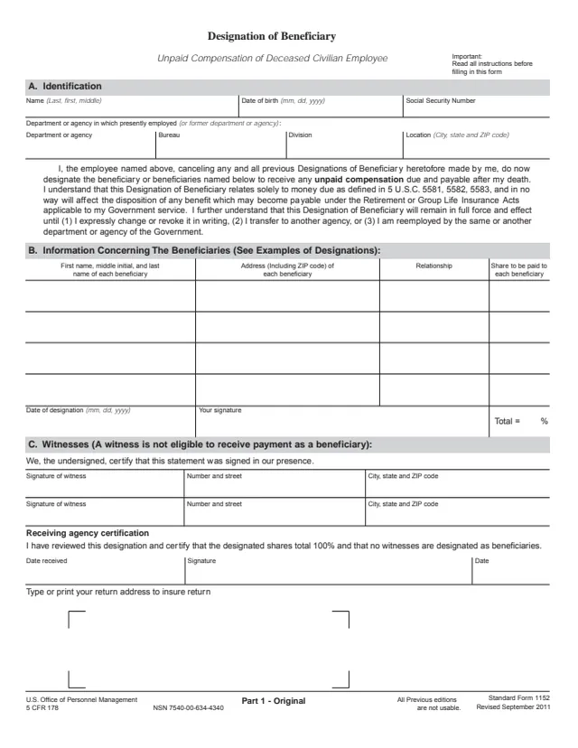 Page 1 of form SF1152