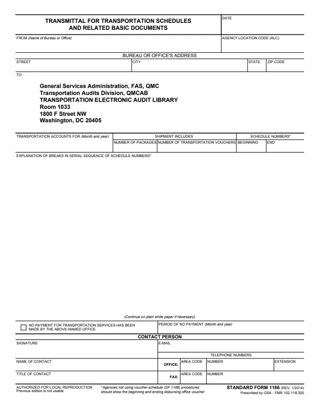 Page 1 of form SF1186